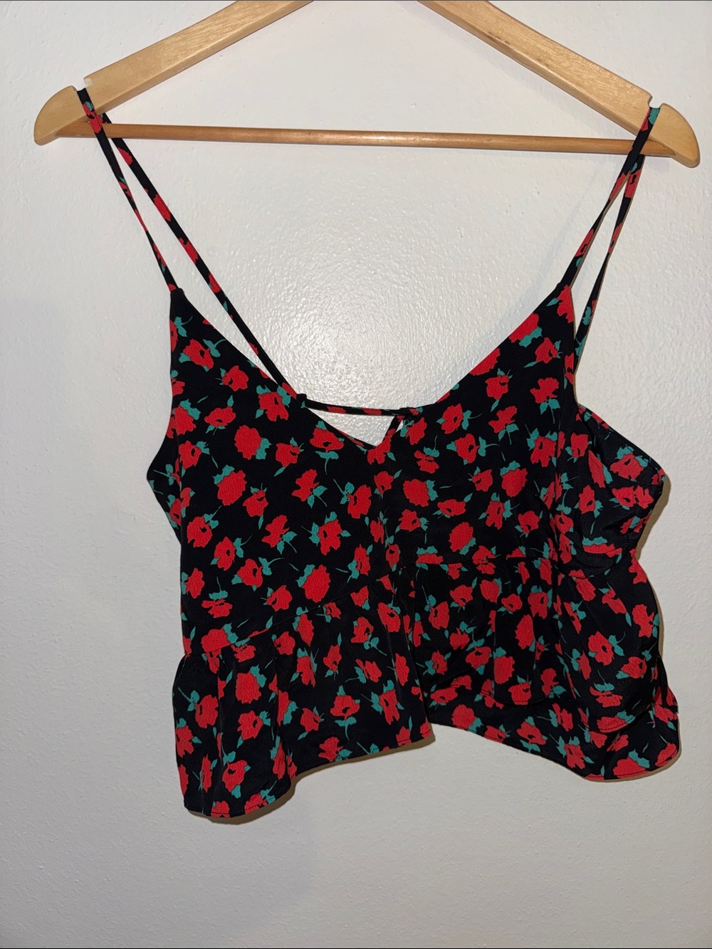 ASOS Black Camisole with Red Floral Print